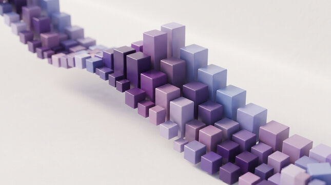 Violet Cubic Cascade Abstract 3D Geometric Background