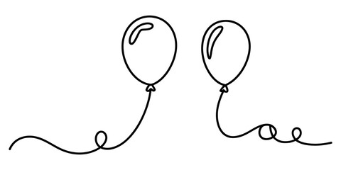 Two simple hand drawn balloons with strings isolated on a basic sketch style © TuniRani