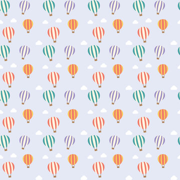 Hot air balloon pattern colorful vector background travel fun.