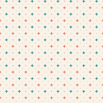Small cross shapes pattern in pastel colors for design.