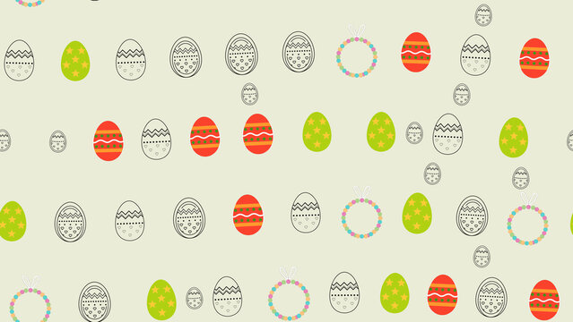 Seamless Easter Egg Pattern with Beaded Circles