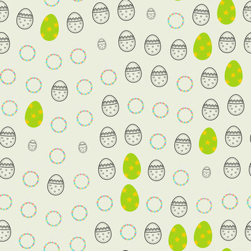 Seamless pattern of Easter eggs and beaded bracelets