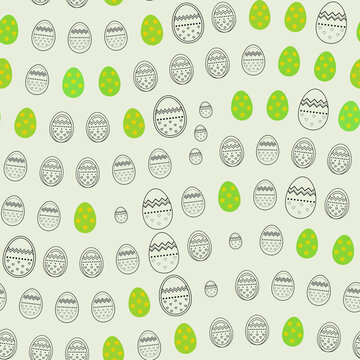Seamless Pattern of Easter Eggs with Decorations