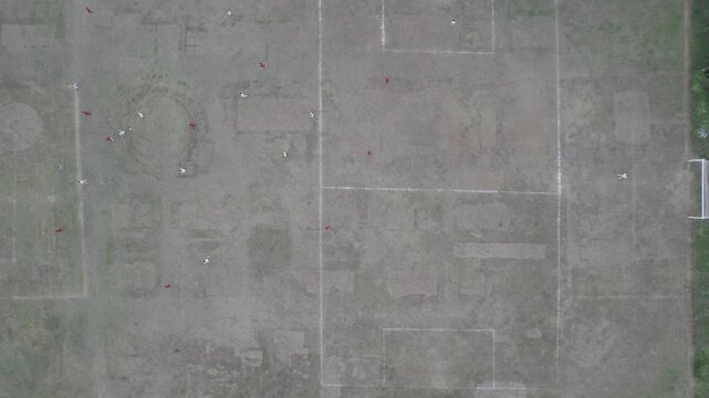 Aerial Top Down View of Local Soccer Match in Purwokerto, Indonesia