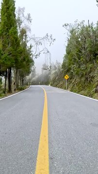 Nevado del Ruiz Scenic Mountain Highway through the Colombian Andes near Manizales. Vehicle POV. Vertical Video.