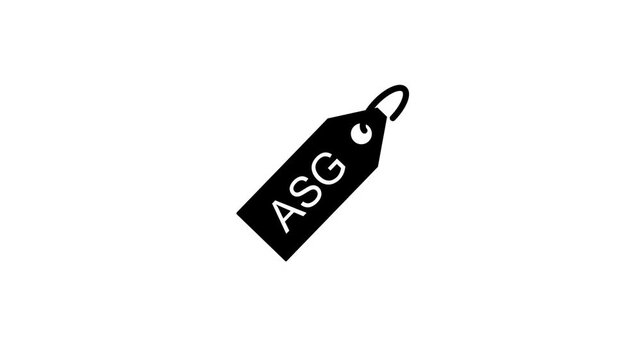 A black tag with the letters ASG printed on it.