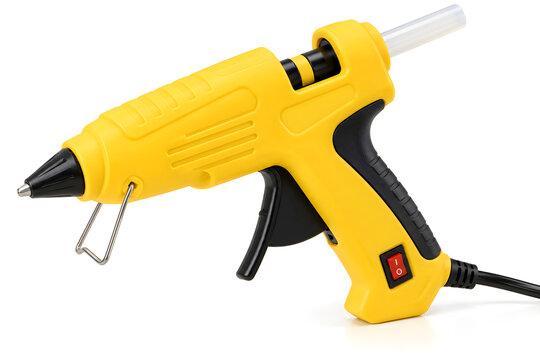 Yellow and Black Hot Glue Gun Isolated on White Background