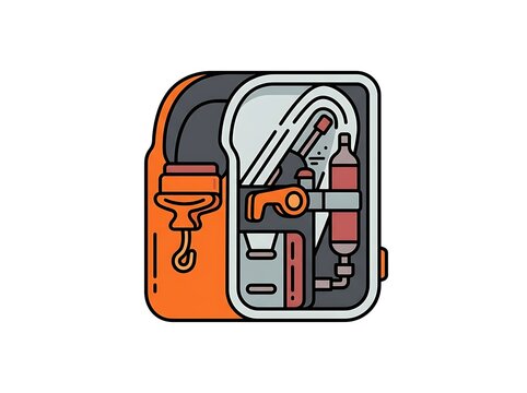 Aircraft emergency evacuation slide pack illustration for aviation