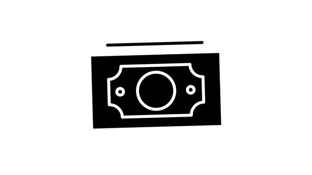 Black and white vector icon of a banknote.