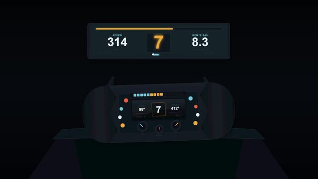 Premium driver POV racing cockpit with steering input, digital telemetry, RPM response, and cinematic night race atmosphere.