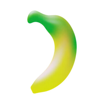 PNG Vibrant gradient banana illustration in green and yellow.
