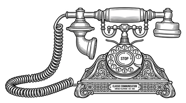Vintage Rotary Dial Telephone, Classic Communication Device