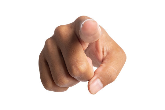Pointing hand toward viewer isolated on transparent background