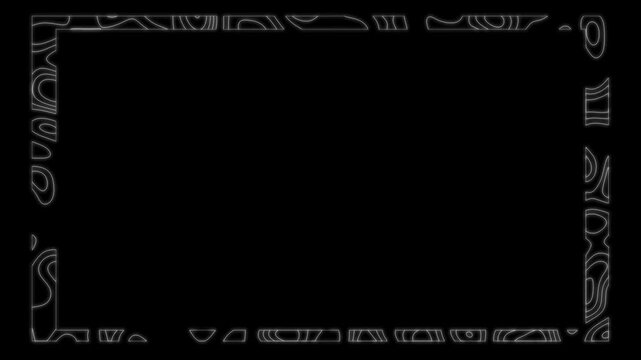 Black frame with glowing white geometric line pattern and futuristic border