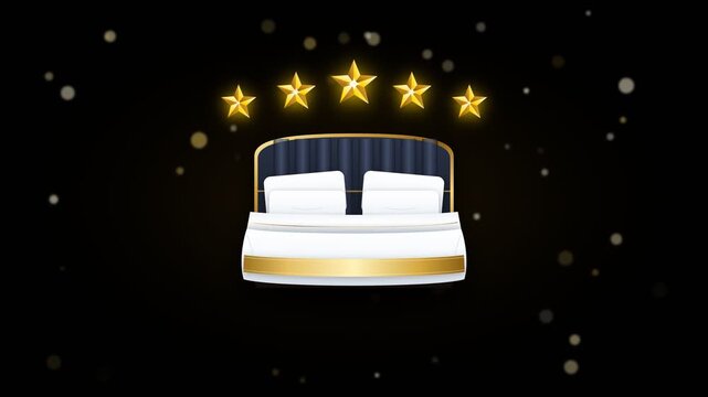 3D Luxury Hotel Bed Five Star Rating Golden Shimmer Loop 4K