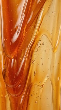 Close-up of flowing honey-like texture with natural golden color