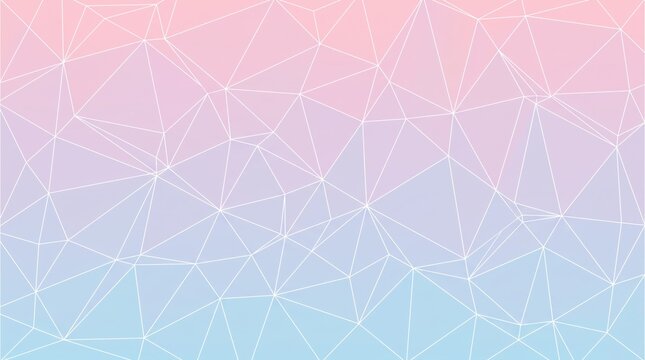 Soft pastel gradient background with geometric polygon mesh pattern, abstract low poly design featuring pink purple and blue hues, modern minimalist texture for web graphics,