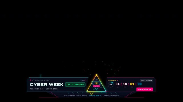Cyber Week Promotional Lower Third and Countdown Timer Alpha Channel Seamless Loop 4K