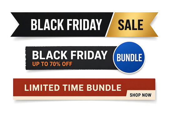 Black friday sale and limited time bundle promotional banners