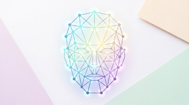 A vibrant abstract geometric design creates the illusion of a regal lion s head with gentle color gradients