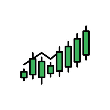 Financial candlestick chart icon showing stock market price trends.