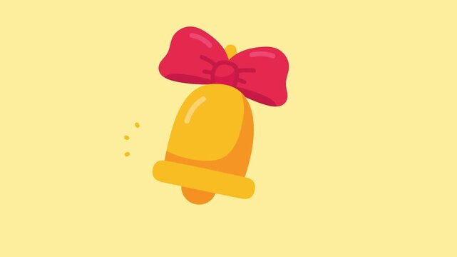 Charming gold bell featuring a bright red bow, an elegant and festive illustration for joyful celebrations.