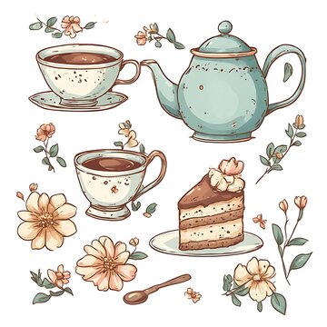 set of coffee and sweets