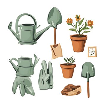 set of gardening tools