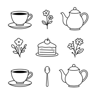vector set of tea cups