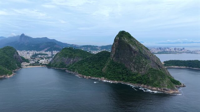 Aerial View of Sugarloaf Mountain and Praia Vermelha Bay, Rio de Janeiro, Brazil