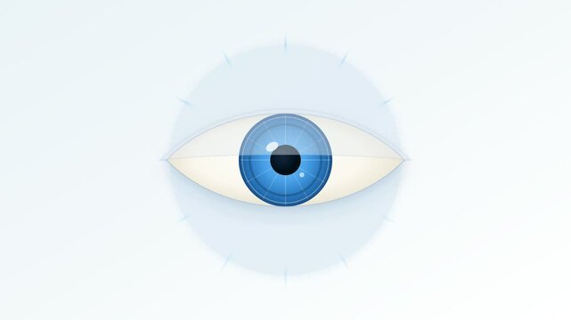 Glowing futuristic digital eye blinking animation concept graphic footage with abstract glowing tech elements