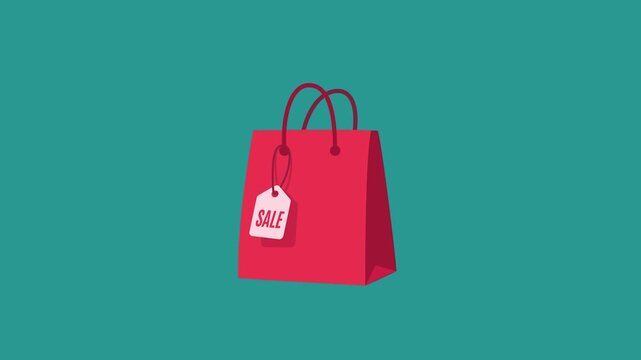 Vibrant red shopping bag with a prominent SALE tag, symbolizing retail discounts and consumer offers