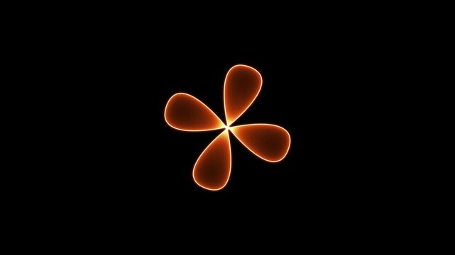 Glowing neon blue four-blade fan/propeller icon, centered on a dark black background, minimal modern style.