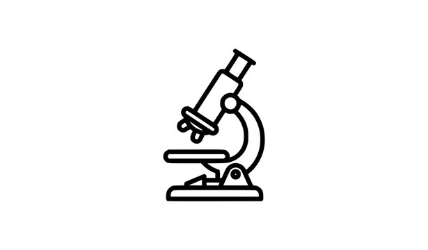 Simple line art microscope icon for science and laboratory use