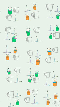 Cleaning Supplies Pattern with Buckets and Toothbrushes