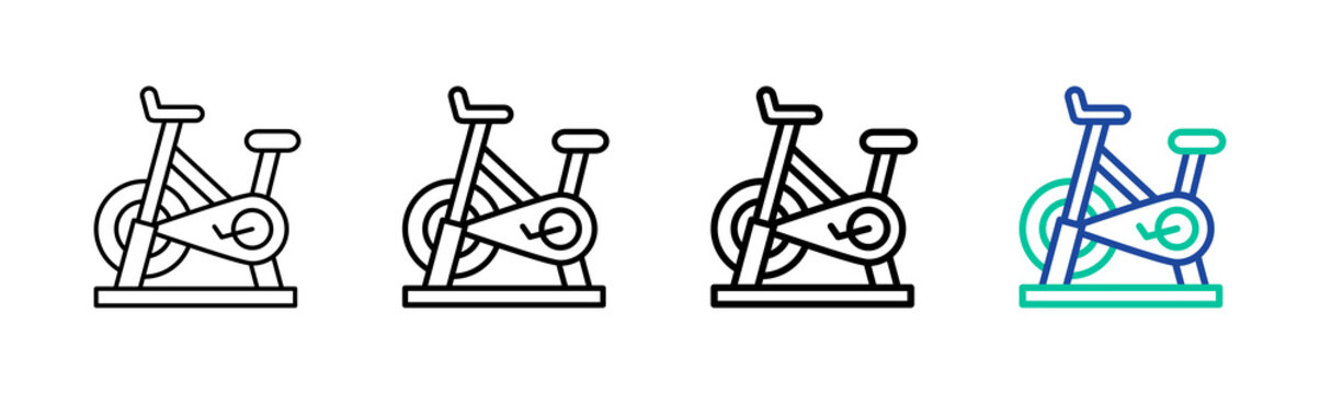 Stationary Bicycle Icon Collection Different Style Outline