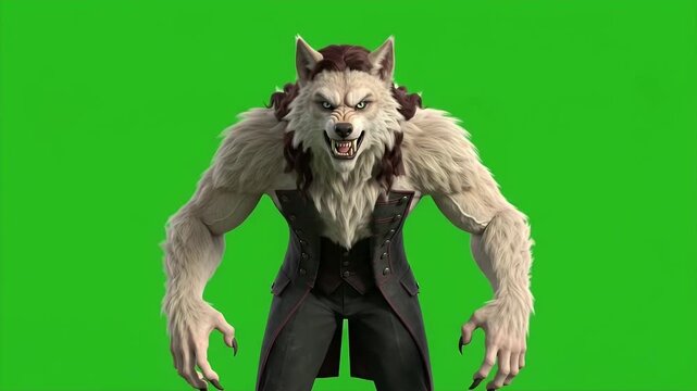 Gothic Horror Werewolf Monster Transformation Green Screen Background