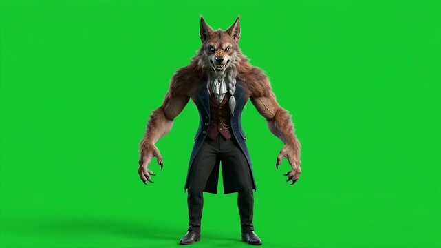 Scary Werewolf Monster Character Transformation Green Screen Horror