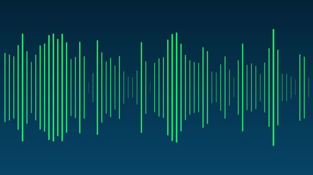 Minimal white audio waveform / sound equalizer bars on a dark blue background.