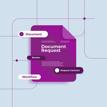 Modern Document Request Workflow Business Infographic Template Vector Design with Connected Lines and Badges