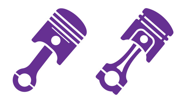 Two purple engine piston icons isolated on white background with piston icon car part automotive part mechanic icon motor icon vector element graphic design mechanic machinery industrial