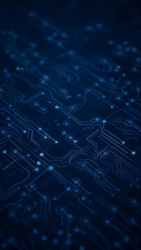 Blue Circuit Board Background with Digital Electronic Connections, Technology Network Pattern, Computer Hardware, Data Communication and Futuristic Engineering Concept