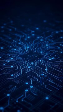 Blue Circuit Board Background with Digital Electronic Connections, Technology Network Pattern, Computer Hardware, Data Communication and Futuristic Engineering Concept