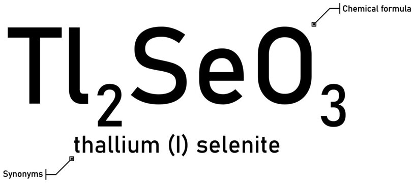 Thallium (I) selenite chemical formula with callout titles