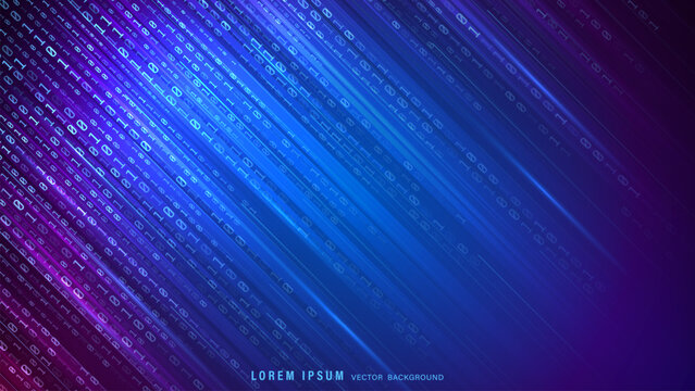 Futuristic vector background with digital data stream represented in binary code