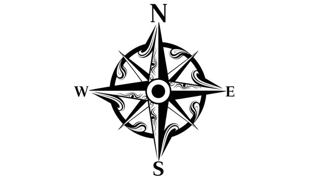 Vintage Compass Rose Nautical Navigation Tool with Cardinal Directions N, S, E, W