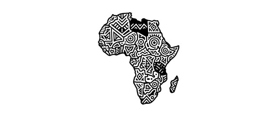 African Continent Map Outline Tribal Pattern Isolated © Tuku