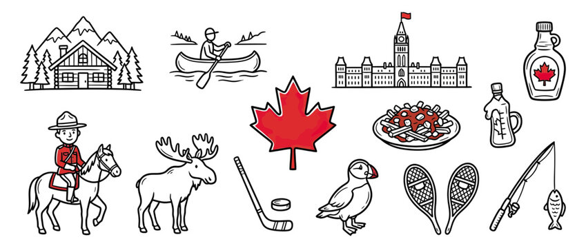 Canadian Icons Collection: Moose, Maple Leaf, and RCMP