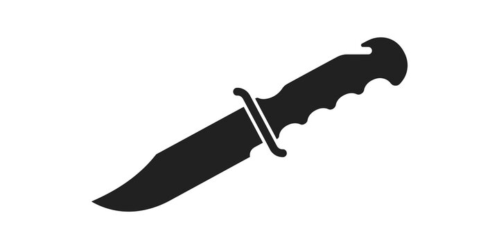 Tactical combat knife silhouette design on transparent background tool.