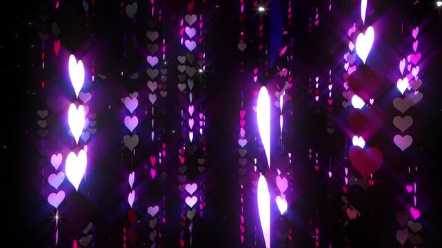 Heart Dot Line illumination Neon Light space abstract loop background